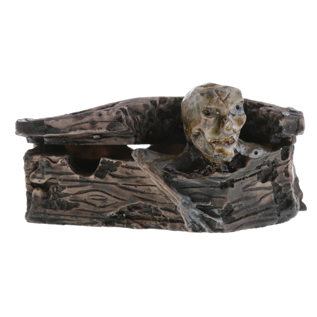 Resin Action Figure Zombie in Coffin Handmade Crafts for Home Office Decor