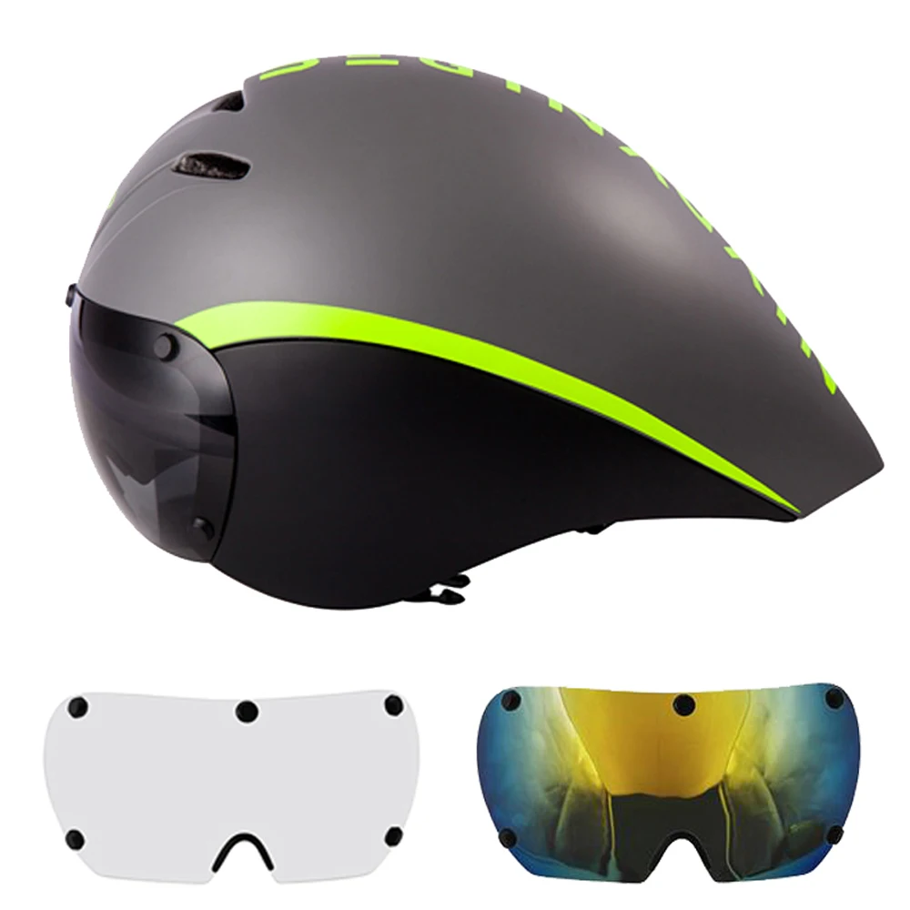 Racing tt Bicycle Helmet Goggles Triathlon Aero Road Bike Timetrial With Magnetic Lens Pneumatic Cycling | Спорт и развлечения