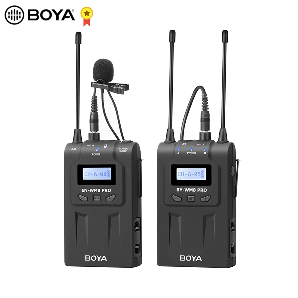 BOYA BY-WM8 Pro-K1 48 каналов UHF беспроводной микрофон системы(1 передатчик+ 1 приемник) для Canon Nikon sony DSLR камер