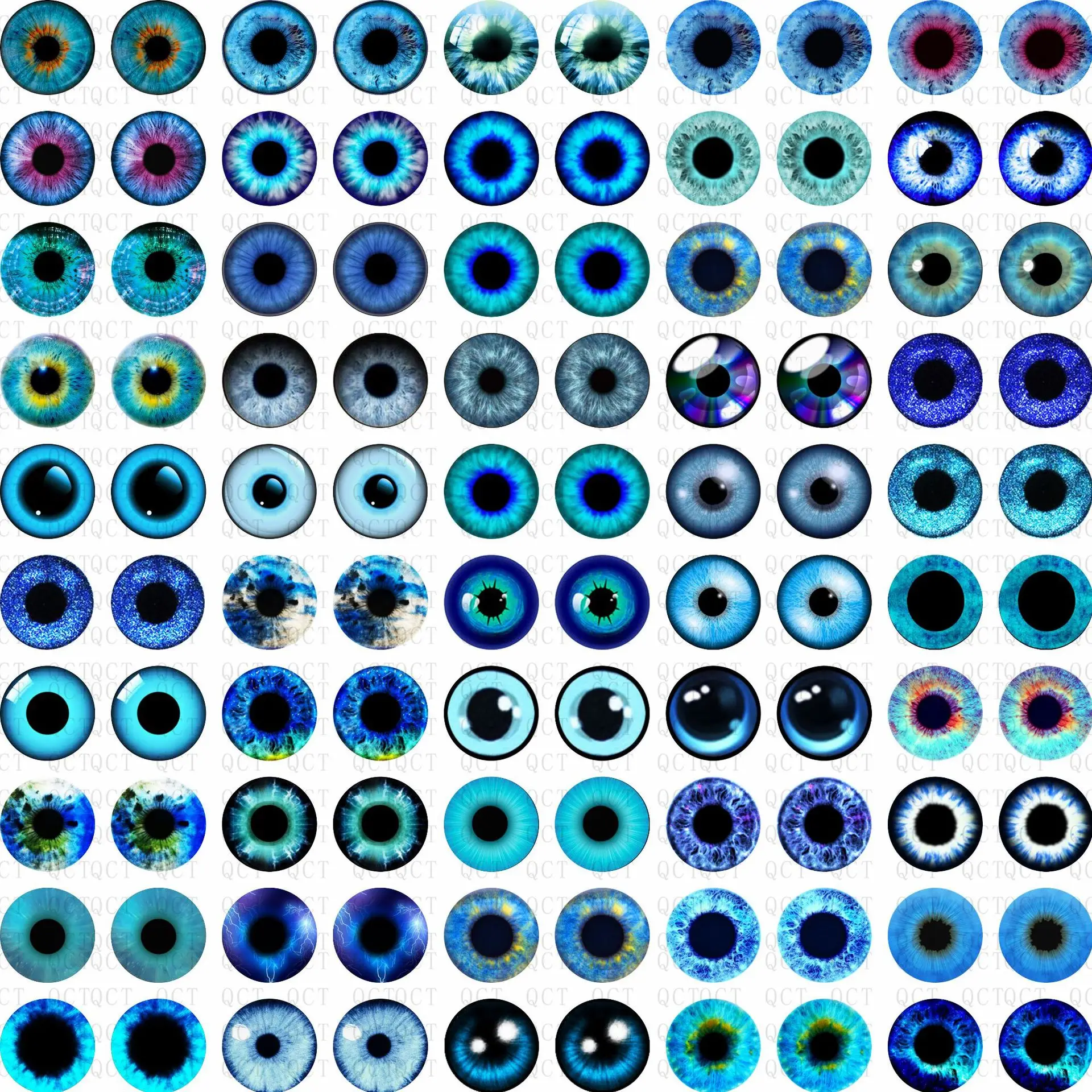 100 pezzi di occhi cabochon in vetro per bambole in argilla, sculture