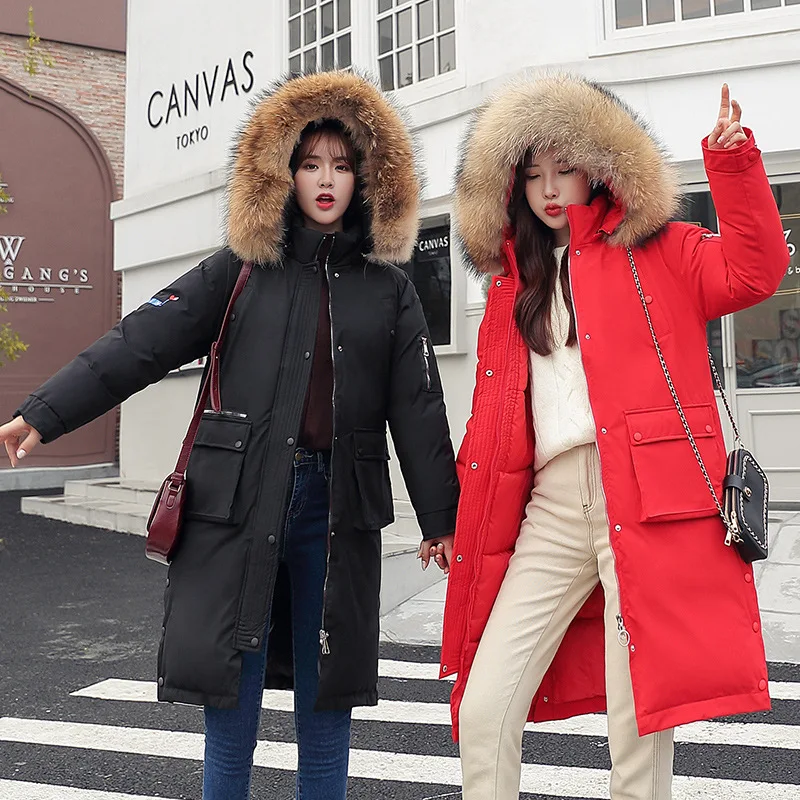 

2019 Winter New Style South Korea Dongdaemun Loose-Fit over-the-Knee Long down Jacket Cotton-padded Clothes Coat Online Celebrit