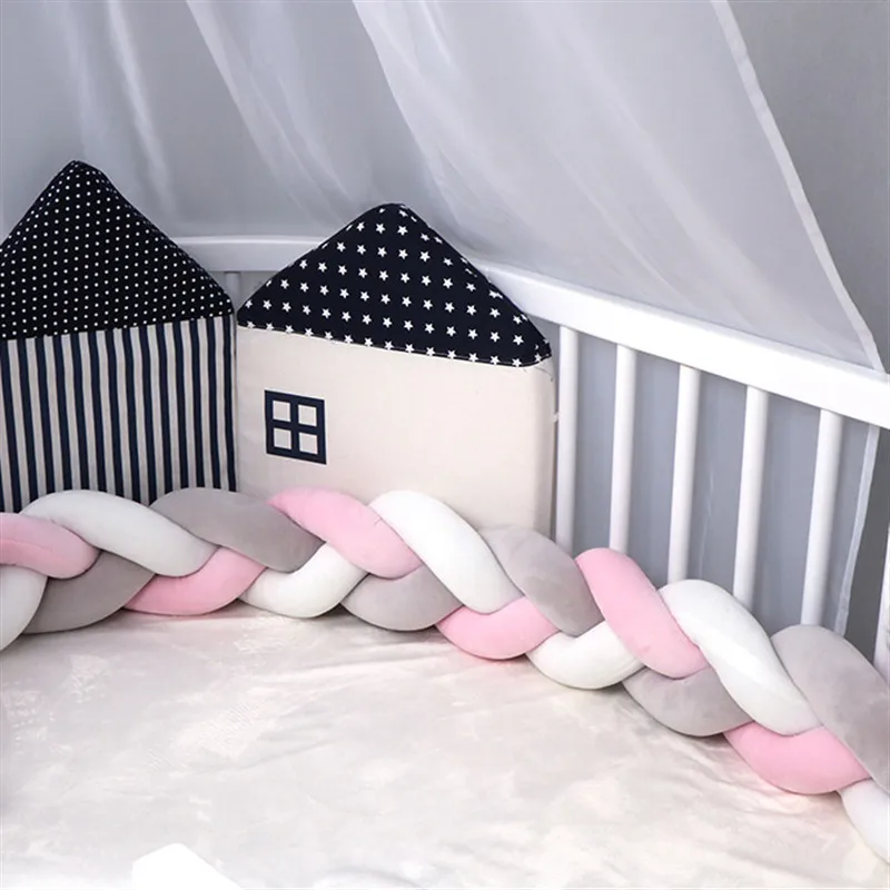 

1M/2M/3M Baby Bumper Bed Braid Knot Pillow Cushion Bumper for Infant Bebe Crib Protector Cot Bumper Room Decor
