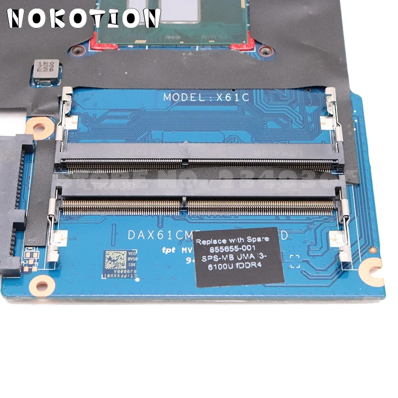 NOKOTION 855655-001 855655-601 DAX61CMB6D0 DAX61CMB6C0 для hp Probook 430 G3 440 g3 Материнская плата ноутбука SR2EU I3-6100U Процессор DDR4