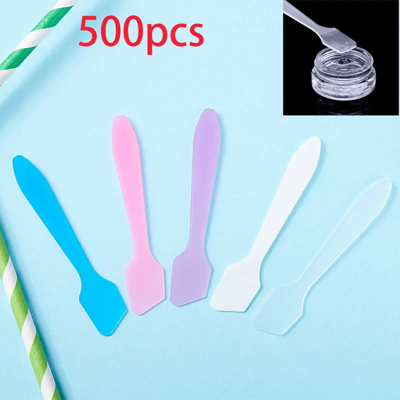 

500pcs Disposable Facial Cream Mask Tip Spatulas Makeup Frosted Cosmetic Skin Care Facial Cream Scoops for Mixing and Sampling