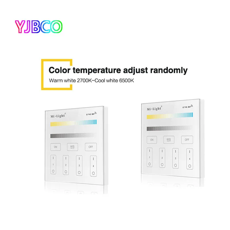 

Milight T2 AC220V 4-Zone CCT Adjust Smart Panel Remote Controller color temperature and brightness for led strip light lamp bulb