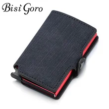 BISI GORO, кошелек для кредитных карт, новинка, RFID Блокировка, тонкий держатель для карт, PU, одиночная алюминиевая коробка, бизнес с застежкой, чехол для карт, тонкий кошелек