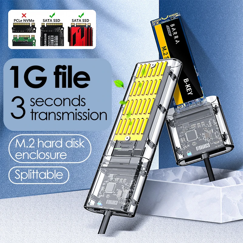 HDD ڽ SSD ̽ NVME/SATA  M.2 To USB 3.0 SSD , NVME PCIE NGFF SATA M / B Ű SSD ũ ڽ M.2 SSD ̽