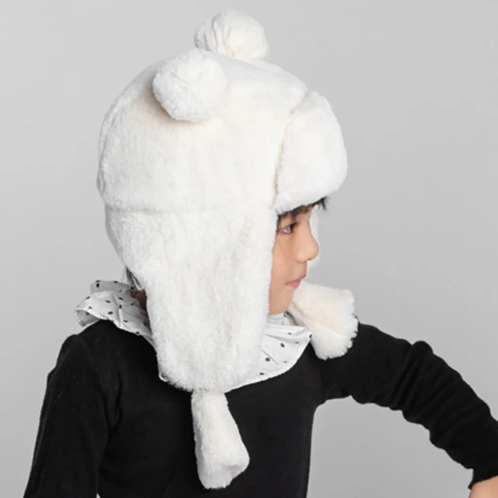 Модная Детская плюшевая искусственная Толстая шляпа протекторы для ушей зимняя теплая плюшевая шапочка для бассейна Детская шапка-бомбер зимние шапки шапка