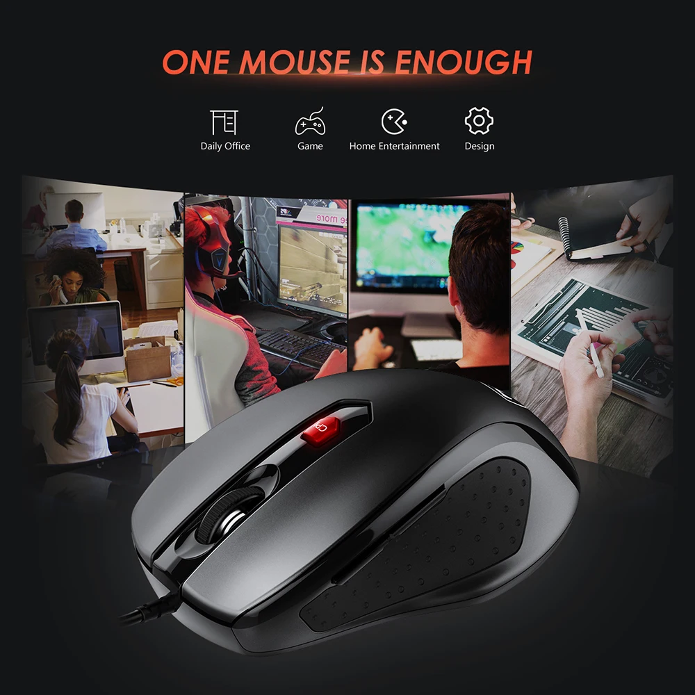 VicTsing PC124 Wired Mouse Ergonomic USB Optical Mouse 6 Buttons Mice Adjustable 3200 DPI Computer Mouse For PC Laptop Notebook (6)