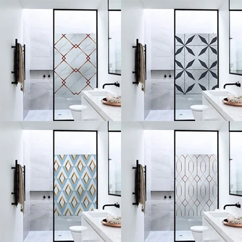 

Nordic geometric marble Print window film Static glass Door bathroom Frosted Decorative stickers Customed 70x120cm
