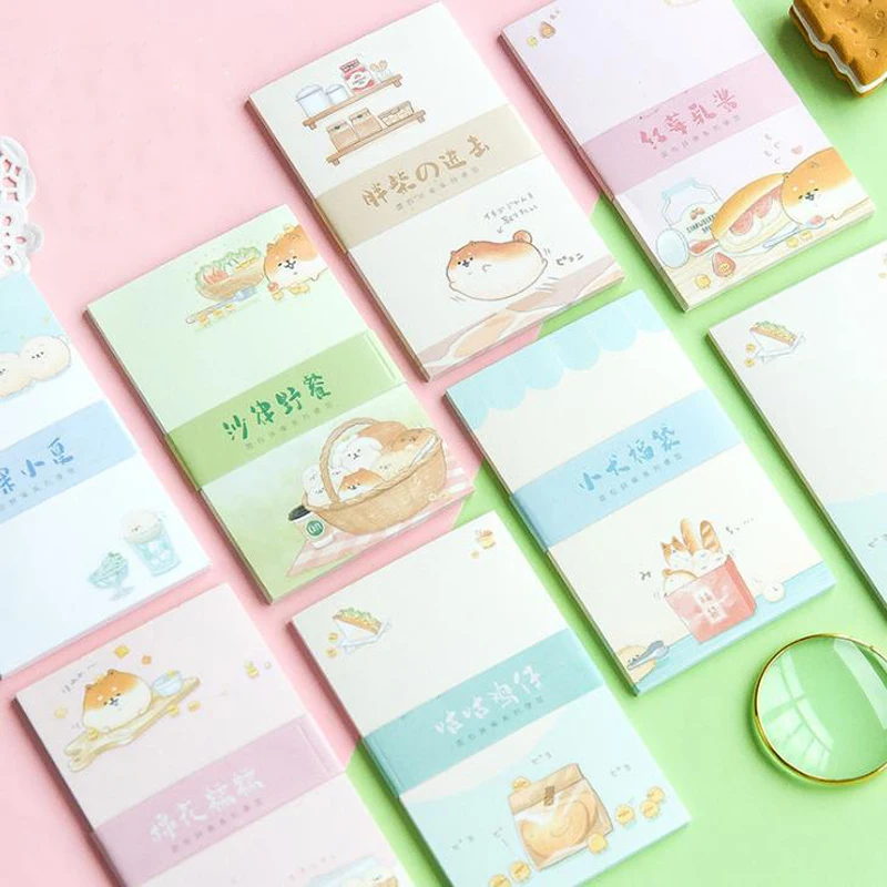 

1 Pcs Kawaii Bread Fat Shiba Dog Loose Leaf Tearable Paper Memo Pads Sticky Notes Notepads Bookmark School Office Stationery