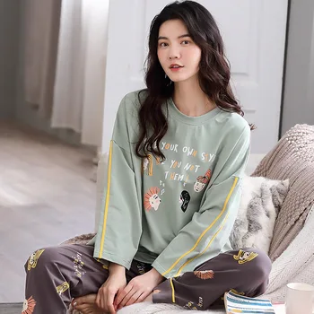 

Manufacturers Direct Selling Korean-Style Pure Cotton Pajamas Female Autumn Winter Long Sleeve Loose Pullover Tracksuit