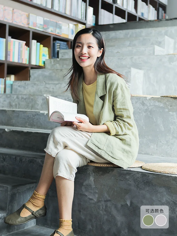 

Origional Cotton Linen WOMEN'S Dress 2019 Early Autumn New Style Flax Casual Small Suit Literature And Art Suit Thin WOMEN'S Coa