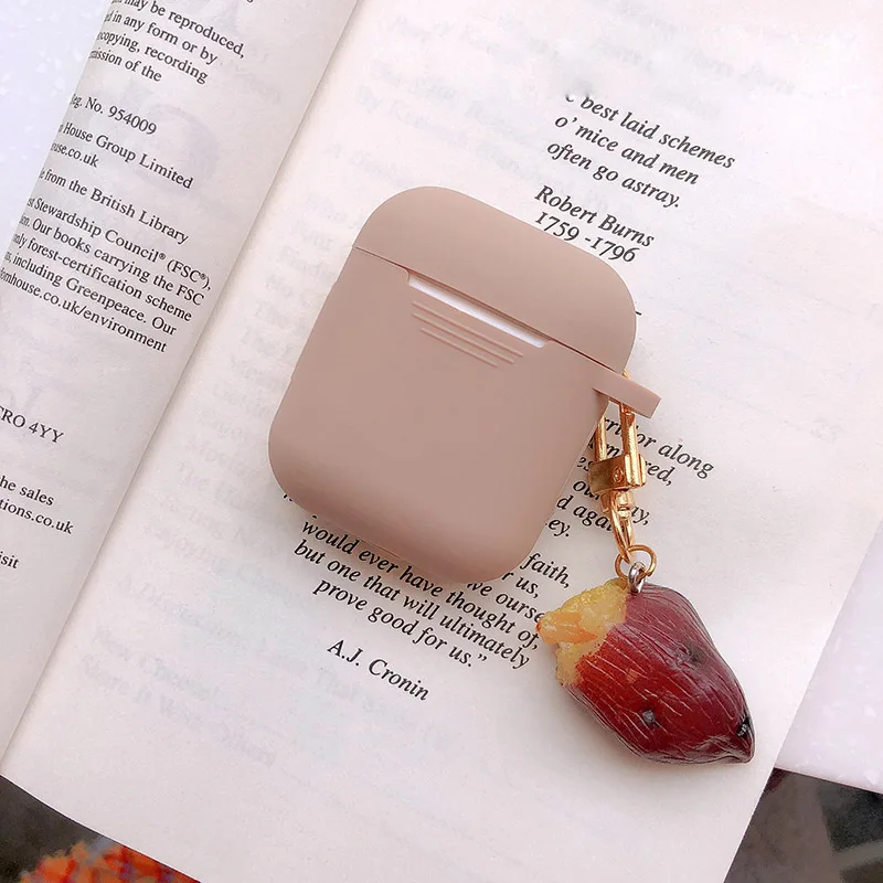 Korea Cute Sweet Potato Keychain Silicone Earphone Case for Apple Airpods 1 2 Accessories Headset Charger Box Protective Cover |