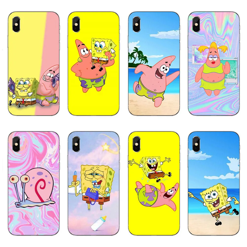 Spongebob Squarepants Patrick Star Gary Glasses Soft Clear Phone Case For iPhone 7Plus 7 6 6S 6Plus 5 5S SE Silicone Back Cover |