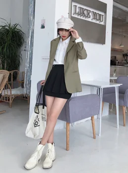 

2020 new fashion za women's spring autumn long sleeve solid suit casual blazer single breasted loose chic tops women's jacket