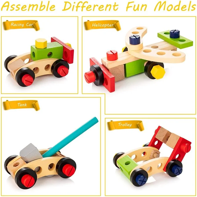 Children's Wooden Simulation DIY Toolbox Montessori ToysPretendNuts RemoveScrews Repair Carpenter Tools Assemble Children's Toys 2
