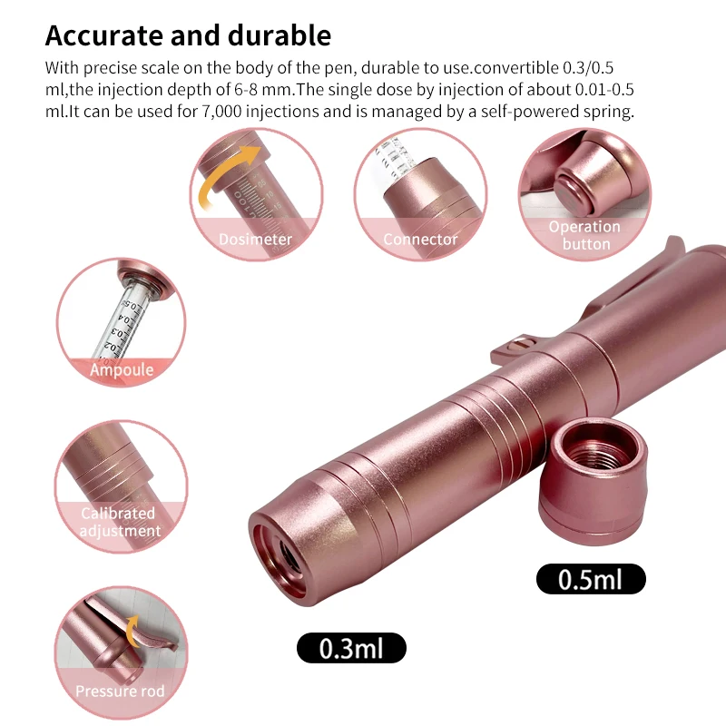 Hyaluronic Acid Pen 2 IN 1 High Pressure Hyaluron Acid Pen Anti Wrinkle Lip Injection Hyaluron Gun Face Atomizer Tattoo Supplies Pen