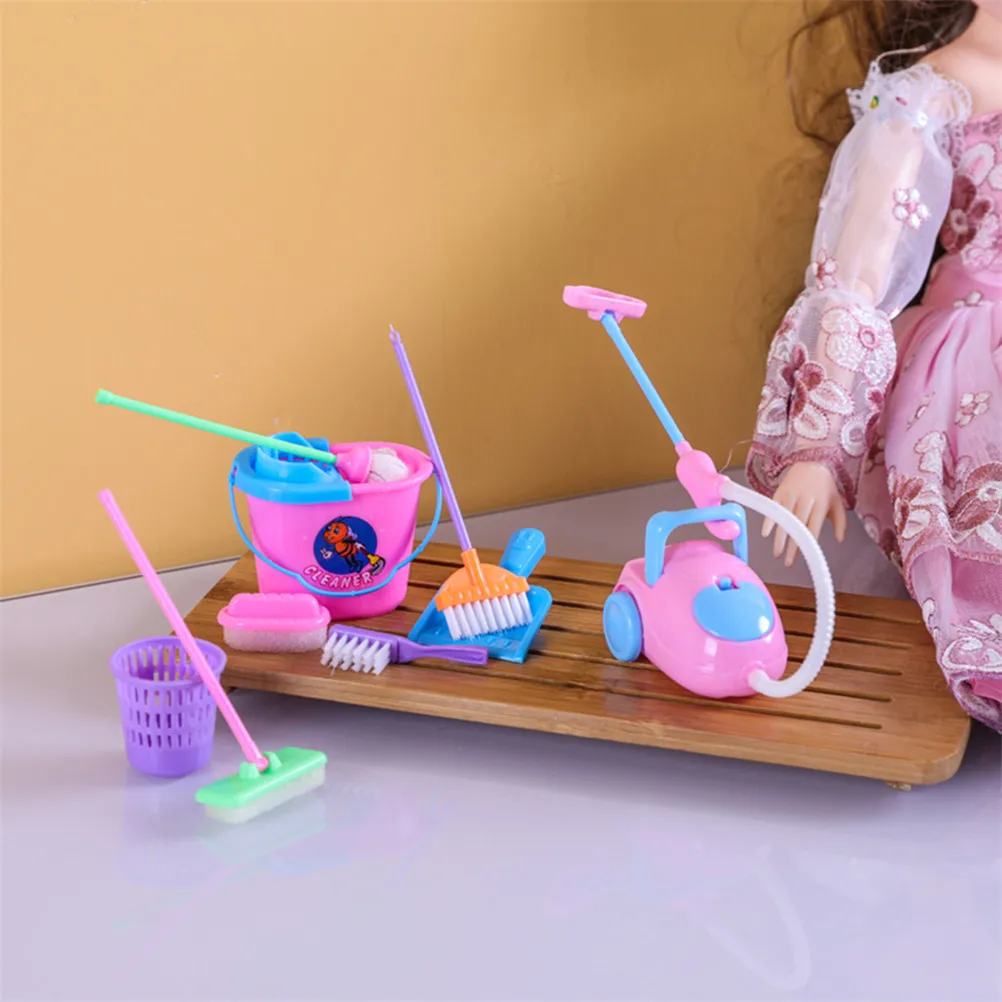 9 шт. детские развивающие игрушки, чистящая посуда, щетка, игрушки, пластиковый дом, кухонный инструмент для чистки, мебельная щетка