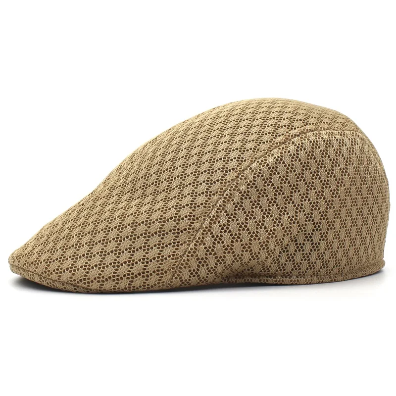 Ditpossible новые летние сетчатые кепки для мужчин дышащий плоский берет кепки gorras casquette hat - Цвет: khaki