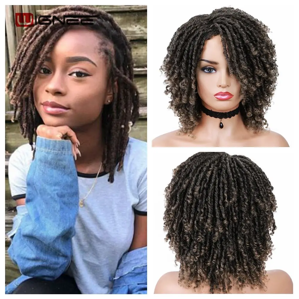 Perucas de cabelo encaracolado com franja de