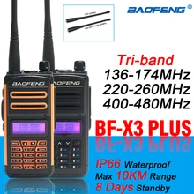 2020 bf x3 além de alta potência walkie talkie de longa distância tri-band presunto cb rádio portátil hf transceptor baofeng UV-5R versão de atualização