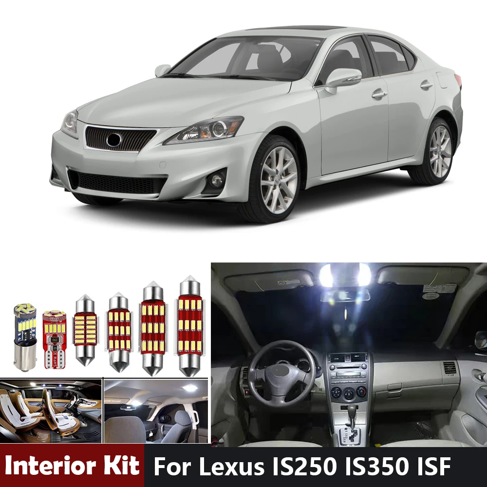 

8pcs White Canbus Car LED Interior Lights Lighting Package Kit For Lexus IS250 IS350 ISF 2006-2013 Dome Trunk Map Lights