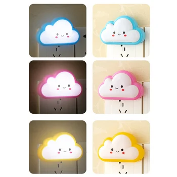 

LED night light plug-in wall light kindergarten light for bedroom cloud-shaped manual on/off low consumption