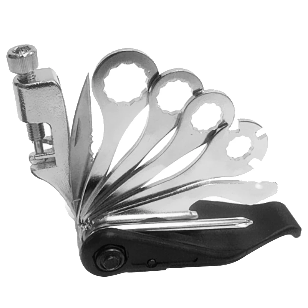 Portable Bicycle Repair Multitool Kit with Chain Breaker/Hex Keys/Spanner/Screwdriver Multifunction Bike Tools