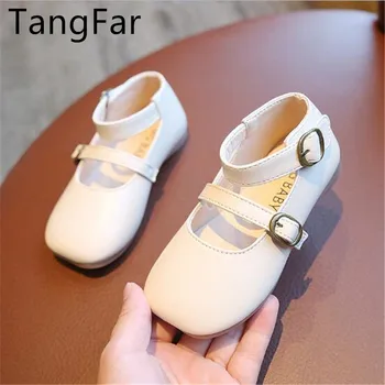 

Girls Buckle Leather Square Head Shoes Children's Fashion Princess Single Shoe New Arrival