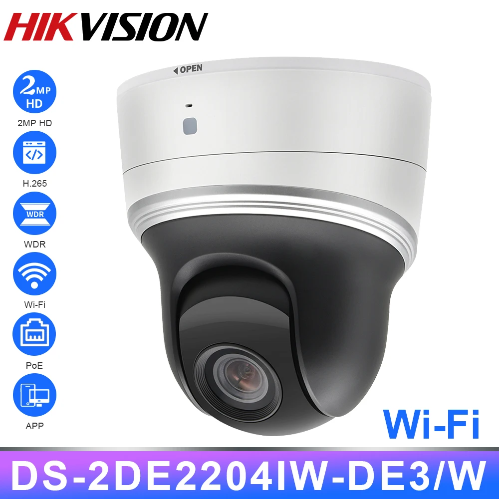 Hikvision Wifi PTZ ip камера 2 8 12 мм 4X Zoom DS 2DE2204IW DE3/W PoE HD 2MP H.265 + IR20M WDR BLC HLC Mic Wi Fi сетевая камера|Камеры видеонаблюдения| |