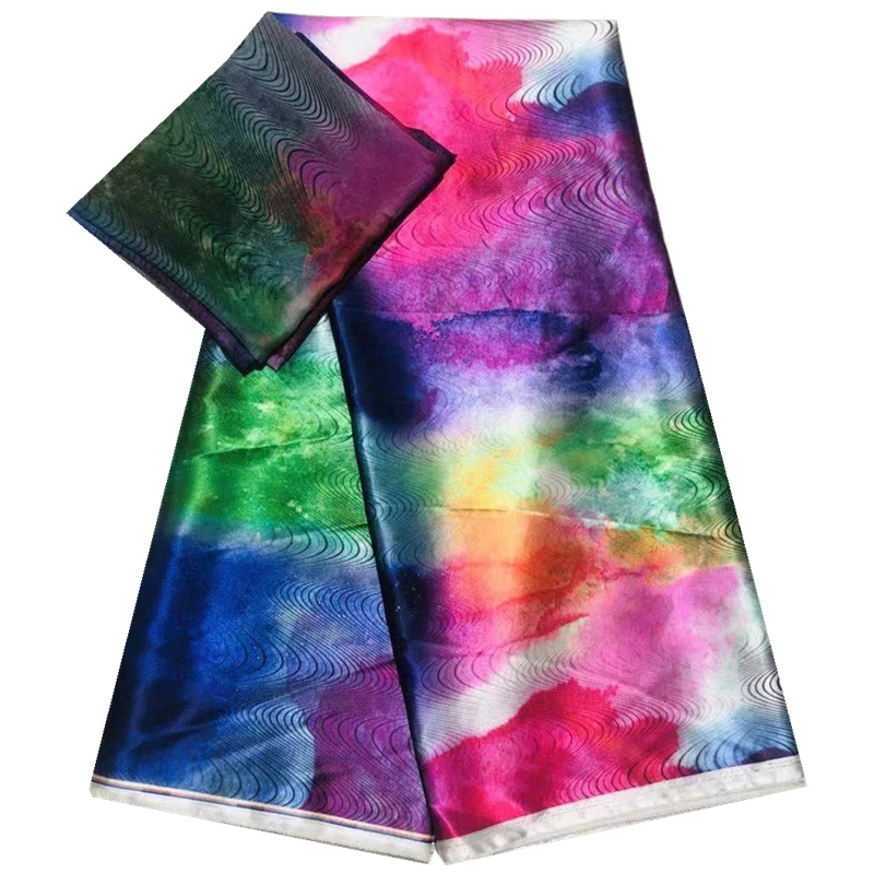 

Digital satin silk wax with chiffon print wax fabric Nigerian African wax pattern satin wax fabric for clothing