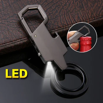 

LED Multifunctional Keychain Pendant Personalised Car Bottle Opener Metal Chain Key Novel Creative Men Customized Key Ring Gifts