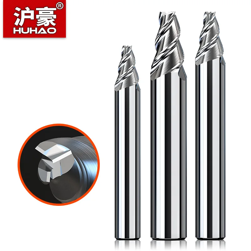 HuHao D1-D3 mm Taper Flat Bottom Milling Cutter 3 Flute CNC Tools Chamfer End Mill Tungsten Router Bit for Aluminum Copper Alloy |