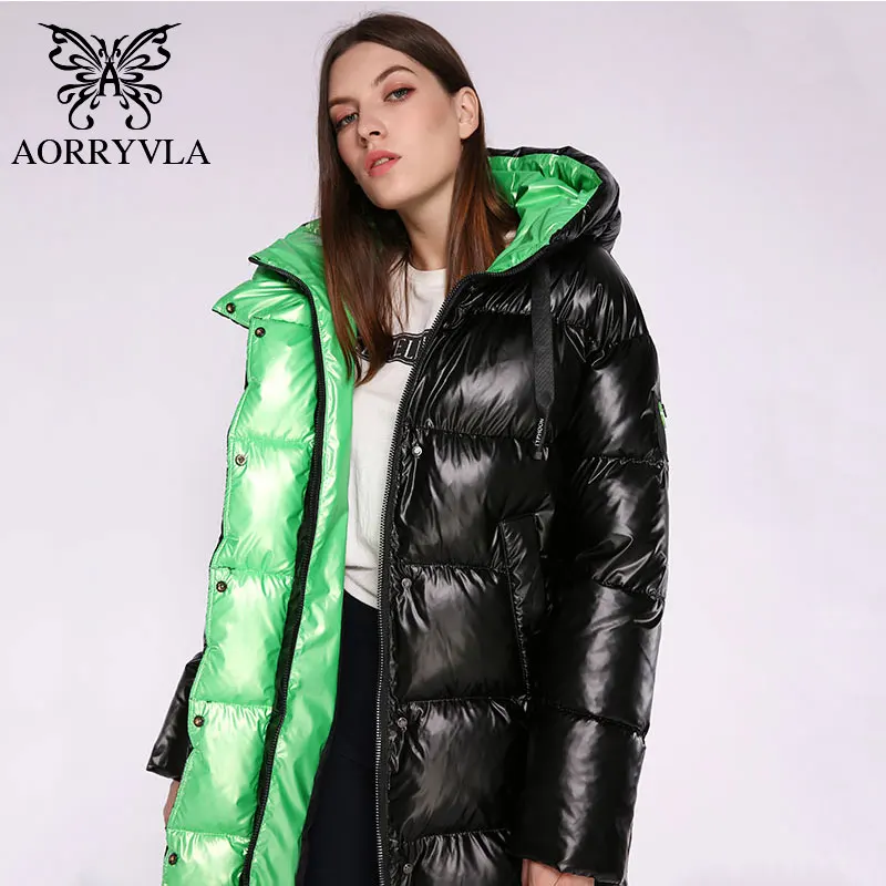 AORRYVLA Новая зимняя Женская куртка Толстая теплая длинная пуховая Хлопковая