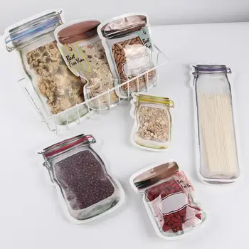 

Mason Jar Bottles Bags Zipper Lock Bags Food Airtight Seal Bag Reusable Multi-Size Food Storage Bags Snacks Sealed Bags 12/20PCS