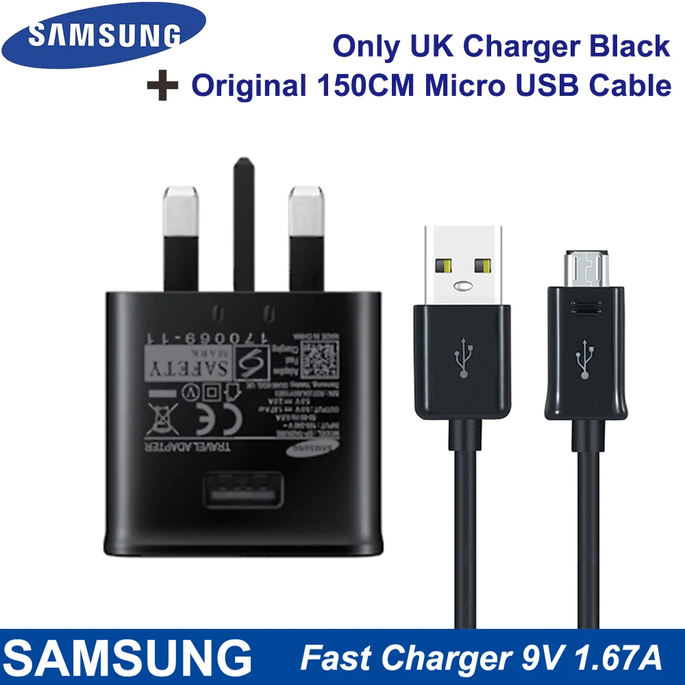 best 65w usb c charger For Samsung S10 S8 S9 Plus UK Fast Charger 15W Travel Adapter 9V1.67A Fast ChargeType C &  Micro USB Cable ForS9 Note10 9 8 A50 mobile phone chargers Chargers