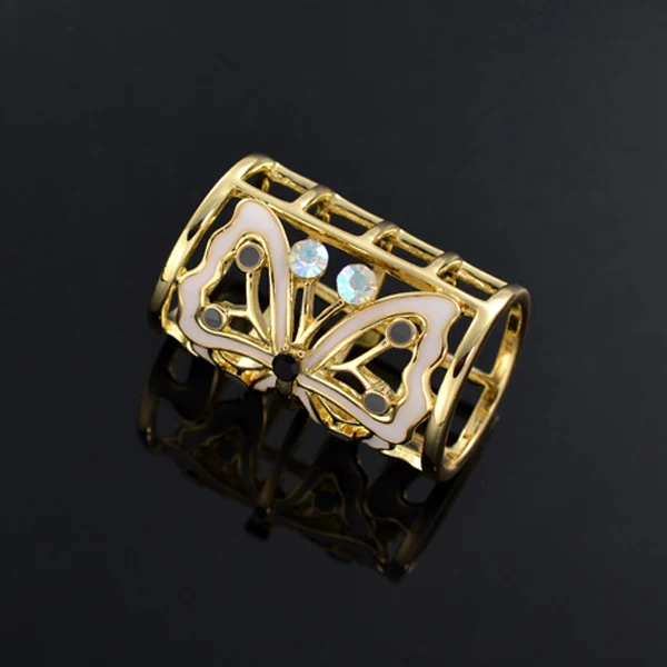 2pcs Vintage Butterfly Scarf Buckle Ring Scarf Clip Slide Tube Scarf Jewelry Gold Tone