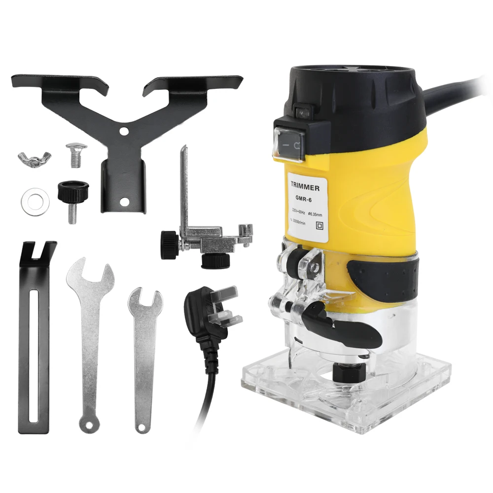 

600W 30000r/min Electric Trimmer Wood Router 6.35mm Woodworking Laminator Carpentry Trimming Cutting Power Tools