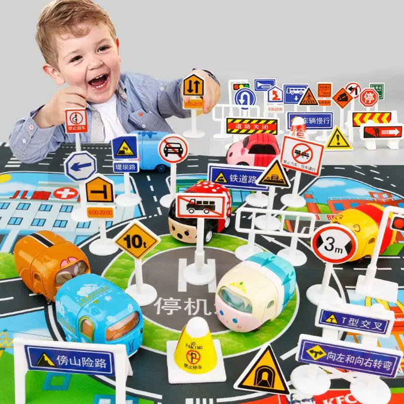 

Children Teaching Cognitive Toys DIY Traffic Road Sign Model Kids Puzzle Toy