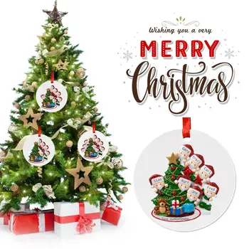 

2020 Christmas Quarantine Decoration Christmas Tree Pendant DIY Personalized Love Family Blessing PVC Round Christmas Ornament