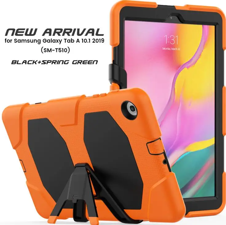 Детский безопасный силиконовый ударопрочный сверхмощный чехол для Samsung Galaxy Tab A SM-T510 SM-T515 T510 T515 планшет чехол+ ручка - Цвет: Оранжевый