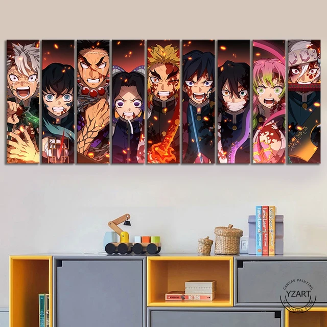 XIANSHI Conjunto de caixa de mangá caçador de demônios de anime japonês,  pôster de arte em tela e impressão de imagem de arte de parede moderna para  decoração de quarto de família