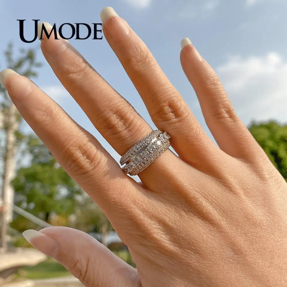 UMODE, модное, уникальное, вращающееся, роскошное, проложенное, кольцо вечности для женщин, обручальное кольцо, браслет, подарки, ювелирное изделие AUR0573A