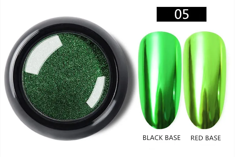 Блестящая пудра для ногтей, зеркальная Хромовая блестящая пигментная пудра для ногтей, украшения для маникюра, массивный блеск 0,5 г - Цвет: Зеленый