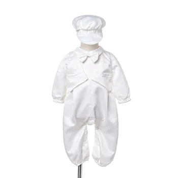 

2020 New Off White Baby Rompers With Hat Baby Christening Suit Set Newborn Clothes