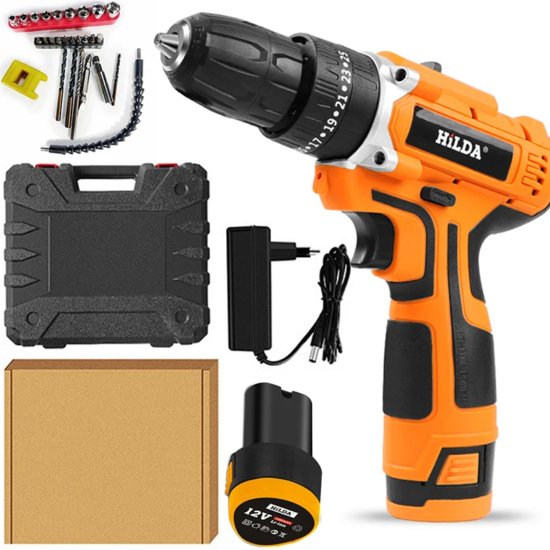 

Electric Screwdriver 25+1 Torque Power Tools 2-Speed Cordless Impact drill Drill with lithium battery Electric Impact drill