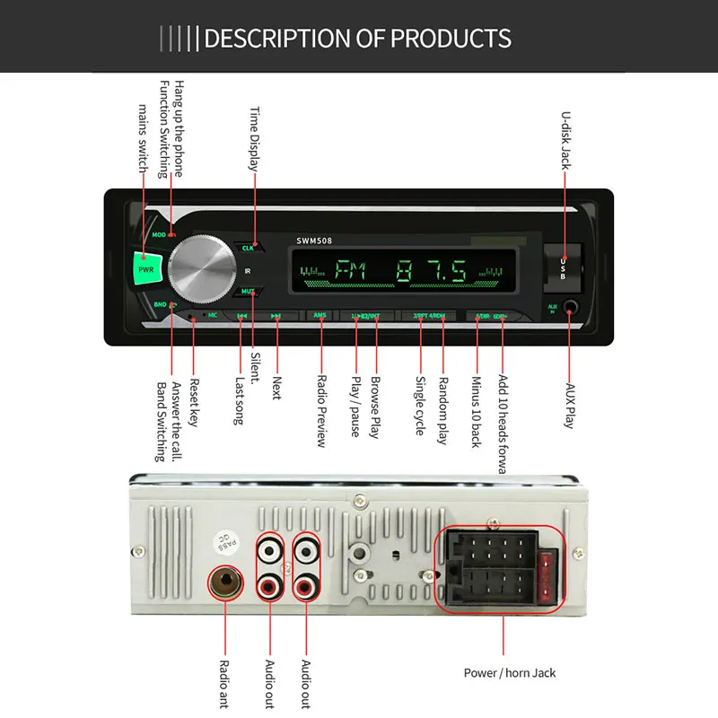 DC12V авто Mp3 радио Музыкальный плеер Запись/копирование УНИВЕРСАЛЬНЫЙ для Bluetooth FM модулятор