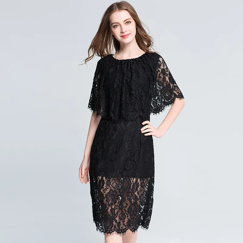 

[Limited Time Seckilling Rebate Does Not Change] 2019 Ozhouzhan Summer New Style Plus-sized Shawl Lace Dress