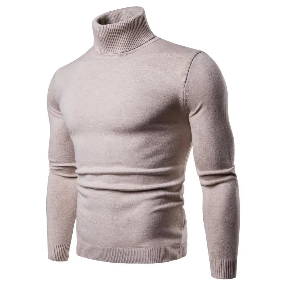 

MIXCUBIC 2019 Autumn Korean style solid color High collar sweater men casual slim knitting sweater for men size M-XXL